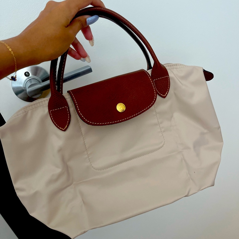 Small Longchamp Le Pliage Too Handle Chalk
